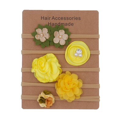 mazuļu galvassegas komplekts Solid Knot Flower Fabric Hairbow Kids Neilon Elastīgas Mīkstas Matu Lentes Roku darbs Meiteņu Matu Aksesuāri 5gab/part.