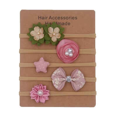 mazuļu galvassegas komplekts Solid Knot Flower Fabric Hairbow Kids Neilon Elastīgas Mīkstas Matu Lentes Roku darbs Meiteņu Matu Aksesuāri 5gab/part.