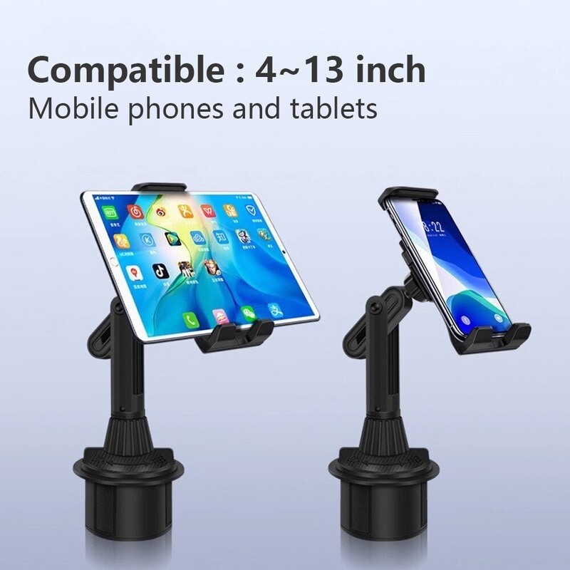 Universal 360 Car Cup Holder Tablet Auto Radle Mount Mobile for Apple iPad Pro 12.9 Air 2019 Mini 4 5 Samsung Tab S7 Plus 12.4