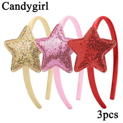 Candygirl 3db Lányok Gyerekek Csillogó Hajpántok Aranyos Csillagok Hajpántok Piros flitterek Hajpántok Gyerekajándékokra Buli Haj Kiegészítők