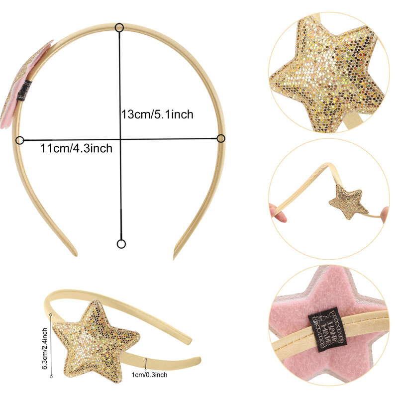 Candygirl 3db Lányok Gyerekek Csillogó Hajpántok Aranyos Csillagok Hajpántok Piros flitterek Hajpántok Gyerekajándékokra Buli Haj Kiegészítők