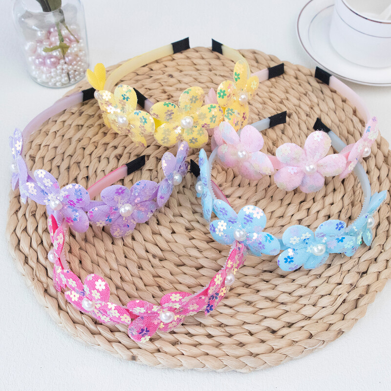 1 db Flitter virágos fejpántok gyerekeknek műanyag fogak hajpántok virágos fejpántok gyerekeknek lányoknak hajkiegészítők