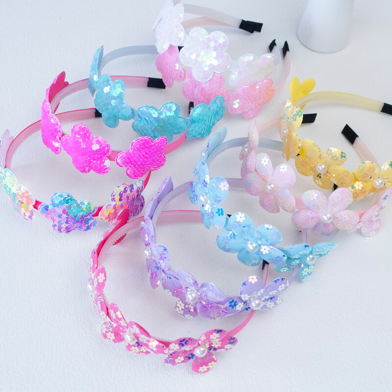 1 db Flitter virágos fejpántok gyerekeknek műanyag fogak hajpántok virágos fejpántok gyerekeknek lányoknak hajkiegészítők