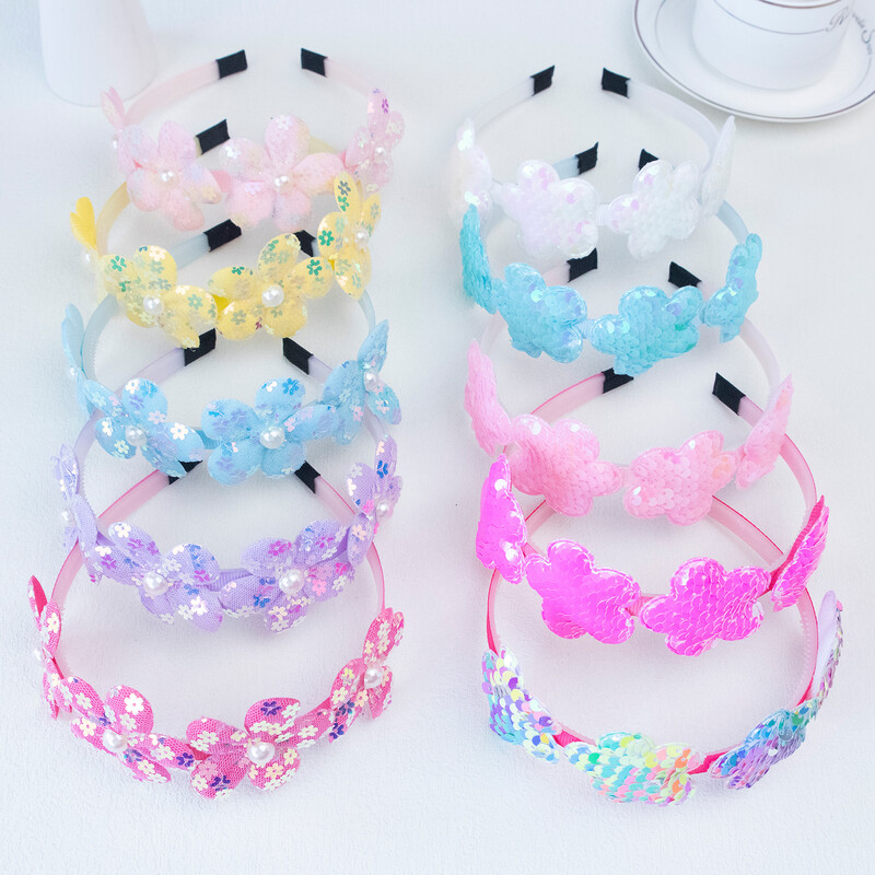 1 db Flitter virágos fejpántok gyerekeknek műanyag fogak hajpántok virágos fejpántok gyerekeknek lányoknak hajkiegészítők