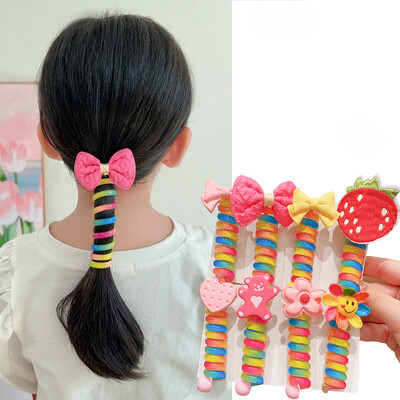 1 ΤΕΜ. Νέο Rainbow Color High Elastic Spiral Μαλλιά Σχοινί Σχοινάκι Αλογοουρά Δαχτυλίδι για τα μαλλιά Λαστιχένια ζώνη κεφαλής Lovely For Kids