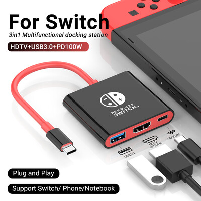 4K HDTV USB 3.0 priključak i USB C punjačka putna stanica 100 W PD punjenje za Nintendo Switch/Nintendo Switch OLED model