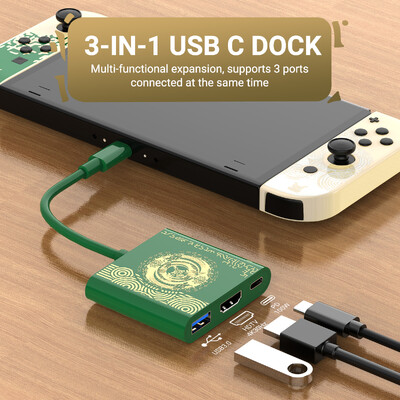 4K HDTV USB 3.0 priključak i USB C punjačka putna stanica 100 W PD punjenje za Nintendo Switch/Nintendo Switch OLED model