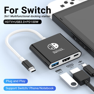 4K HDTV USB 3.0 priključak i USB C punjačka putna stanica 100 W PD punjenje za Nintendo Switch/Nintendo Switch OLED model