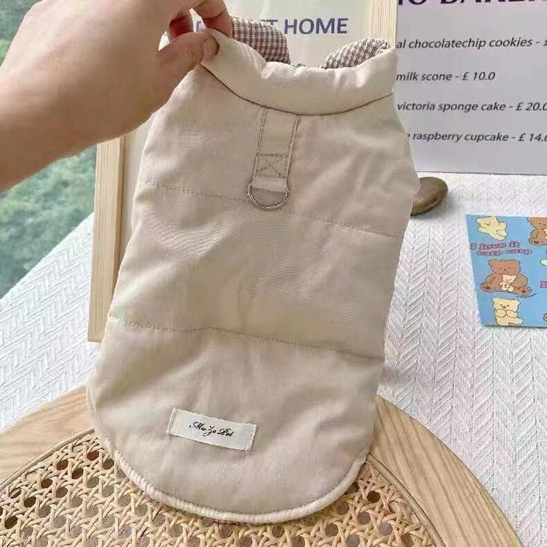 Корейска есен и зима нова двулицева малка свежа карирана топла жилетка за кучета