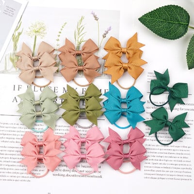 20/40 db 2" Grosgrain Ribbon Pigtail Haj masnik Elasztikus hajkötők Hajgumik Tartók Hajkiegészítők kislányoknak csecsemőknek