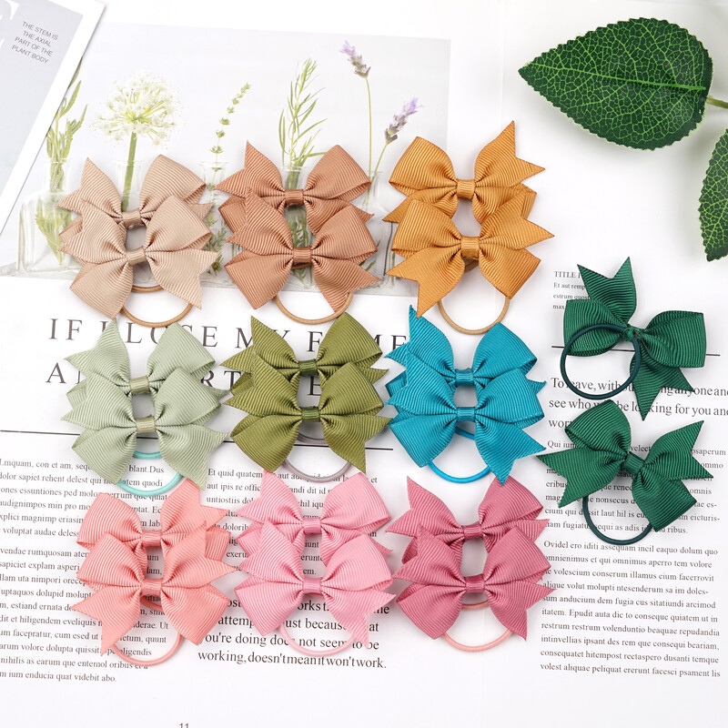 20/40 db 2" Grosgrain Ribbon Pigtail Haj masnik Elasztikus hajkötők Hajgumik Tartók Hajkiegészítők kislányoknak csecsemőknek