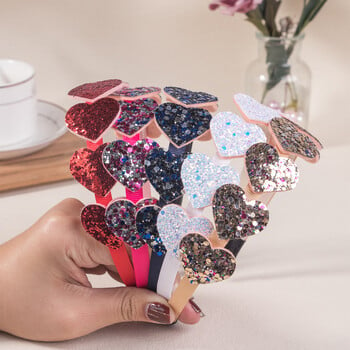 5τμχ Μόδα Κορίτσια Κορίτσια Κεφαλοδέτες Glitter Heart Hairbands Χαριτωμένα Παιδικά Παιδικά Δόντια Πλαστική Κεφαλόδεσμος Κορίτσια Παιδικά Αξεσουάρ Μαλλιών