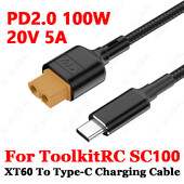 Cablu de încărcare tip C la XT60 pentru Toolkitrc SC100 Cablu USB-C la XT60 PD2.0 100W 20V 5A Linie 50/100CM Cablu de alimentare de încărcare rapidă