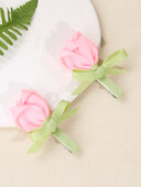 2 vnt. Rožinės rožės lankeliais dekoruoti plaukų segtukai mažoms mergaitėms, satino juostelės plaukų segtukai, saldūs plaukų aksesuarai vaikams