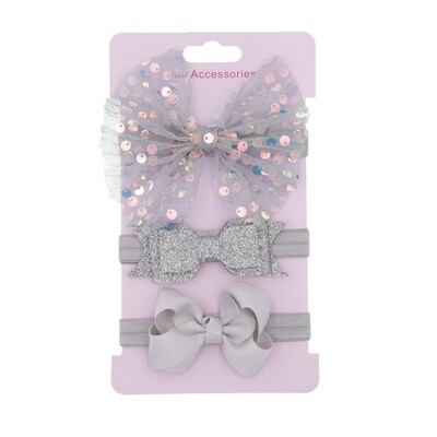 Set bentiță pentru bebeluși pentru bebeluși fetițe din plasă fundite strălucitoare bentiță cu flori pentru nou-născut bentiță elastică pentru păr Accesorii pentru păr 3 buc/lot