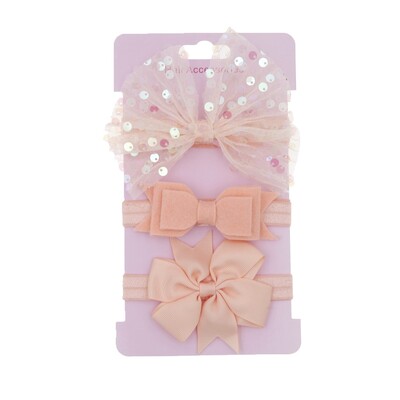 Set bentiță pentru bebeluși pentru bebeluși fetițe din plasă fundite strălucitoare bentiță cu flori pentru nou-născut bentiță elastică pentru păr Accesorii pentru păr 3 buc/lot