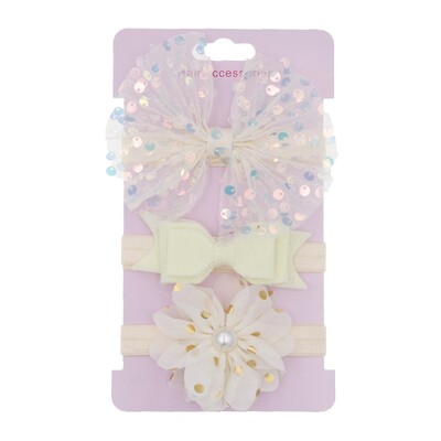 Set bentiță pentru bebeluși pentru bebeluși fetițe din plasă fundite strălucitoare bentiță cu flori pentru nou-născut bentiță elastică pentru păr Accesorii pentru păr 3 buc/lot