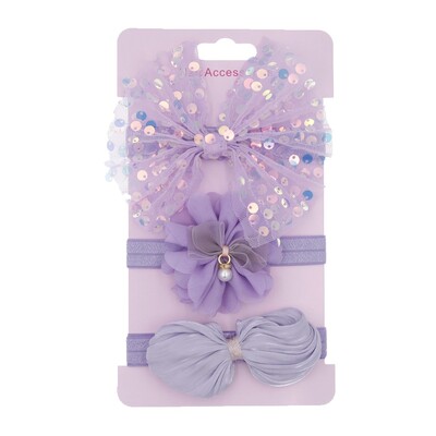 Set bentiță pentru bebeluși pentru bebeluși fetițe din plasă fundite strălucitoare bentiță cu flori pentru nou-născut bentiță elastică pentru păr Accesorii pentru păr 3 buc/lot