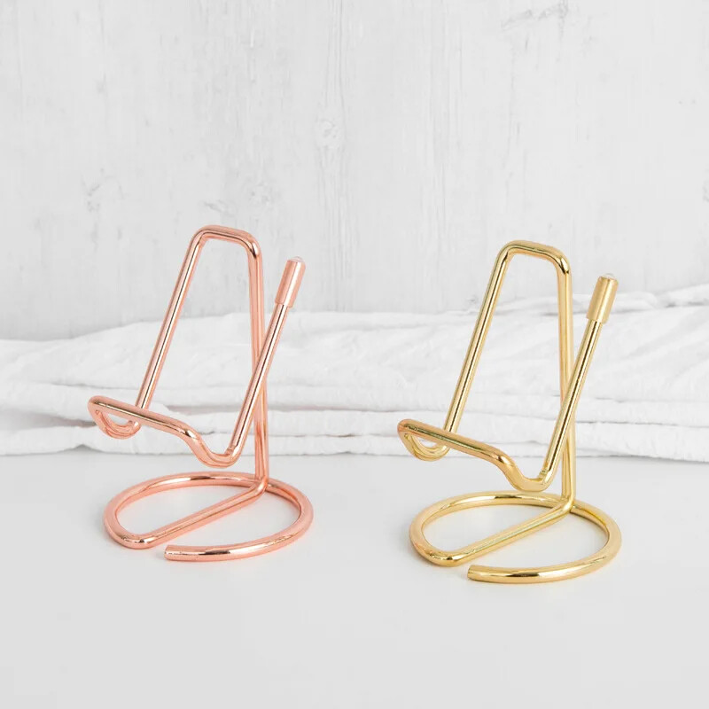 Suport metalic pentru telefon pentru tabletă, organizator de birou, auriu, roz, suport gol, din fier forjat, pentru telefon, rechizite de birou școlare