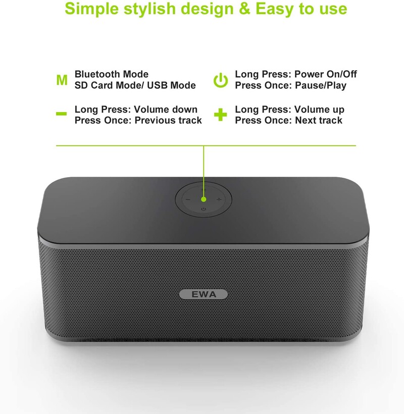 EWA Wireless TF Card Speaker 4000mA Ultra Long Playback Υπαίθριος φορητός υπολογιστής Ηχείο μουσικής Bluetooth 5.0