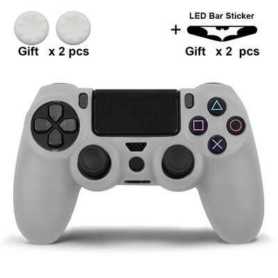 Szilikon tok PS4 kontrollerhez fedél dualshock 4 játékvezérlő joystickhoz, bőr PS4 kiegészítőhöz, 2 hüvelykujj tartók fogantyú sapkák