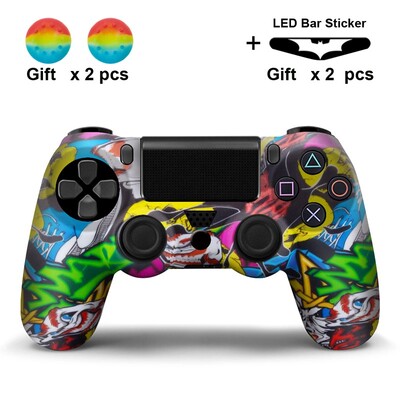 Szilikon tok PS4 kontrollerhez fedél dualshock 4 játékvezérlő joystickhoz, bőr PS4 kiegészítőhöz, 2 hüvelykujj tartók fogantyú sapkák