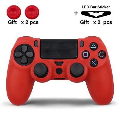 Szilikon tok PS4 kontrollerhez fedél dualshock 4 játékvezérlő joystickhoz, bőr PS4 kiegészítőhöz, 2 hüvelykujj tartók fogantyú sapkák
