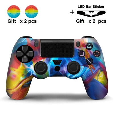Szilikon tok PS4 kontrollerhez fedél dualshock 4 játékvezérlő joystickhoz, bőr PS4 kiegészítőhöz, 2 hüvelykujj tartók fogantyú sapkák