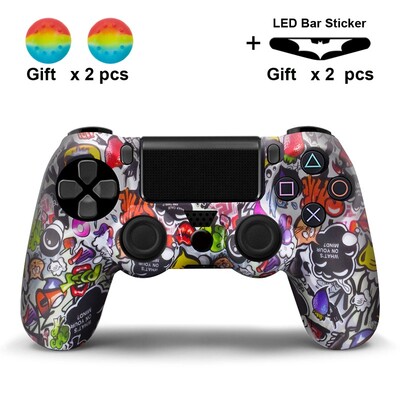 Szilikon tok PS4 kontrollerhez fedél dualshock 4 játékvezérlő joystickhoz, bőr PS4 kiegészítőhöz, 2 hüvelykujj tartók fogantyú sapkák