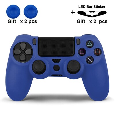 Szilikon tok PS4 kontrollerhez fedél dualshock 4 játékvezérlő joystickhoz, bőr PS4 kiegészítőhöz, 2 hüvelykujj tartók fogantyú sapkák