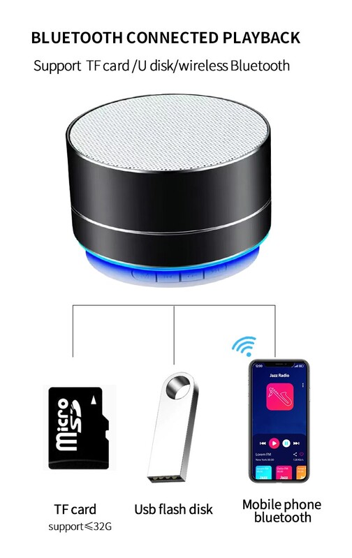 Bezdrôtový Bluetooth reproduktor z hliníkovej zliatiny, mini prenosný vonkajší kanón, subwoofer, hudobný zvukový box pre mobilný telefón, TF karta, PC A10