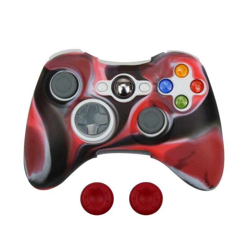Mīksts silikons priekš xbox 360 kontroliera aizsargājoša āda Elastīga spēļu paneļa piederumi Vāka korpuss Korpuss Īkšķu rokturi vāciņi Kursorsvira