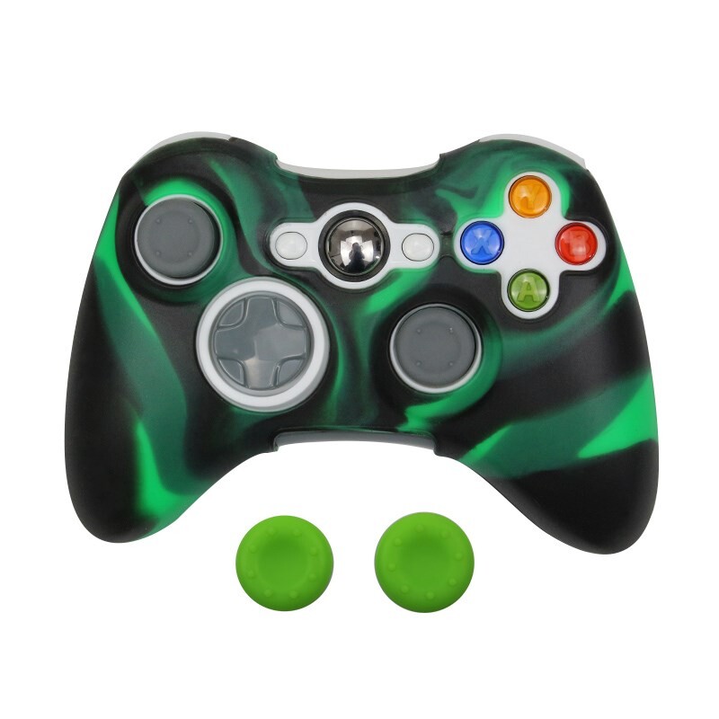 Mīksts silikons priekš xbox 360 kontroliera aizsargājoša āda Elastīga spēļu paneļa piederumi Vāka korpuss Korpuss Īkšķu rokturi vāciņi Kursorsvira