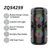 ZQS-4259 Difuzor Bluetooth portabil, fără fir, în aer liber, bas, difuzor cu LED-uri de înaltă calitate, cu radio/USB/card TF/difuzor MIC