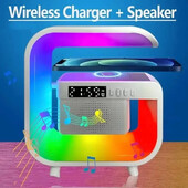Többfunkciós vezeték nélküli töltőállvány 5.0 Bluetooth hangszóró Fm Tf Rgb éjszakai fény gyorstöltő állomás Samsung Iphone Xiaomihoz