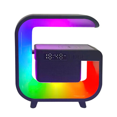 Többfunkciós vezeték nélküli töltőállvány 5.0 Bluetooth hangszóró Fm Tf Rgb éjszakai fény gyorstöltő állomás Samsung Iphone Xiaomihoz