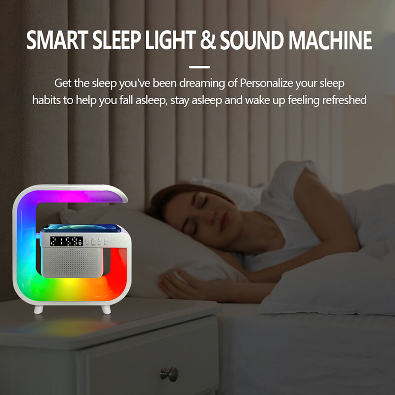 Többfunkciós vezeték nélküli töltőállvány 5.0 Bluetooth hangszóró Fm Tf Rgb éjszakai fény gyorstöltő állomás Samsung Iphone Xiaomihoz