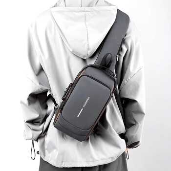 Ракла чанта за мъже Crossbody чанта Водоустойчива USB чанта за рамо Anti-Theft Travel Messenger Chest Sling Pack Външна чанта за туризъм