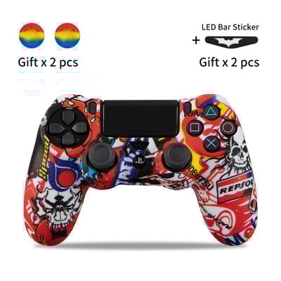 Védő gumi borítás Sony playstation 4 vezérlőhöz Szilikon tok PS4 Gamepadokhoz joystick 2 hüvelykujjjal Fogantyús sapkák
