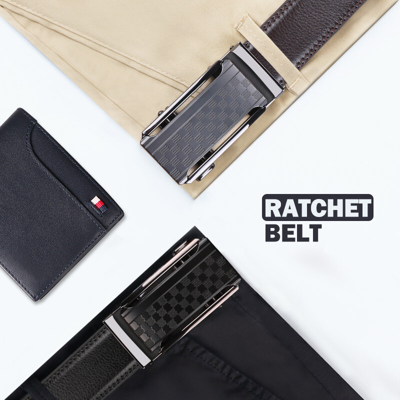 Curea bărbați din piele de vacă cu cataramă automată, centură rochie cu clichet, centură pentru bărbați din piele naturală