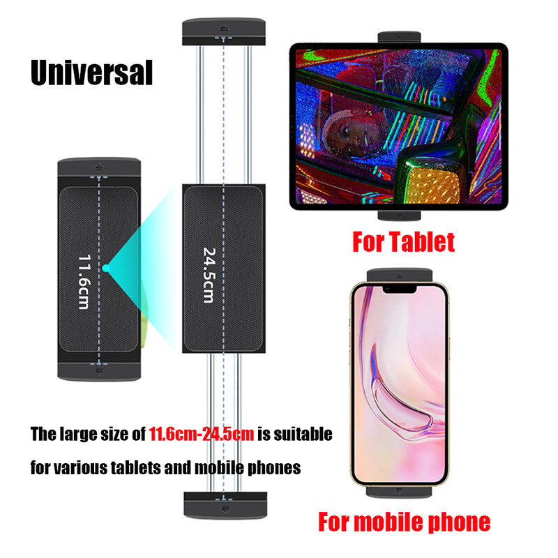 Univerzális fém táblagép telefontartó autóban, golyósfejes szívókoronggal rögzíthető 360 forgatható állvány iPad 12,9" Samsung Xiaomihoz