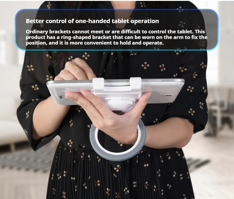 Suport suport tabletă retractabil Suport tabletă de 7-10 inci Rotație de 360 de grade Suport tabletă de birou Mâner Suport inel pentru Ipad