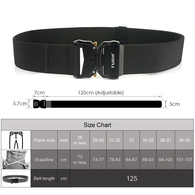 KOLBER 2024 5 cm centură elastică pentru bărbați cataramă din aluminiu cu eliberare rapidă în aer liber ocazional centură lată 2 inci centură tactică militară pentru bărbați