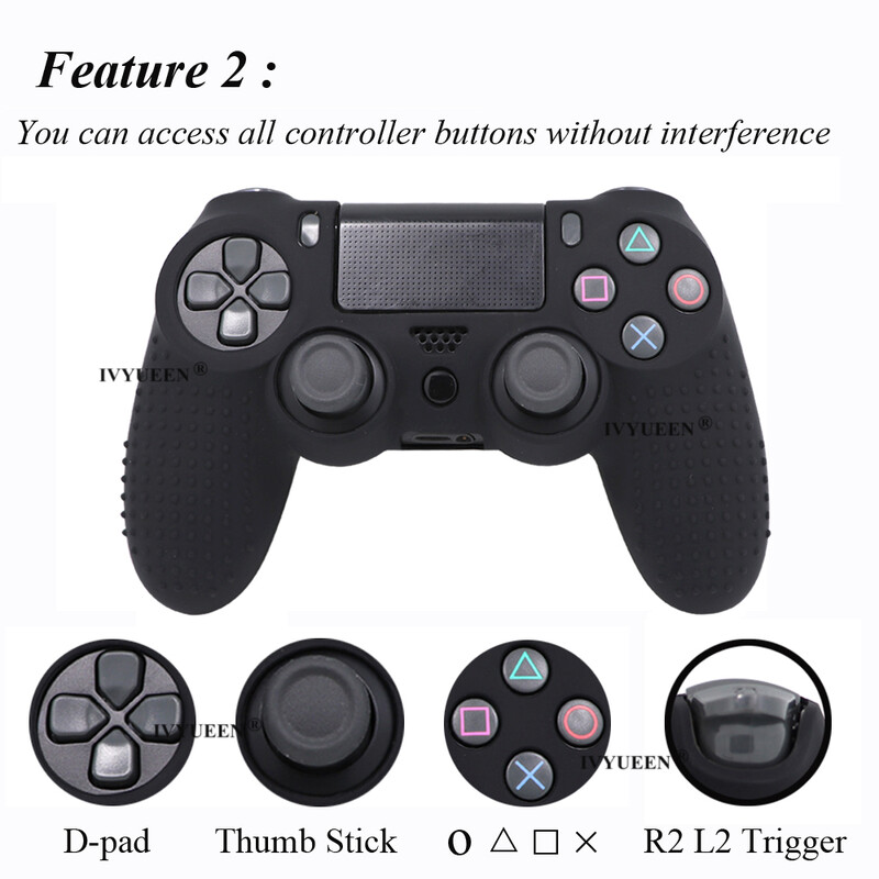 IVYUEEN Husă din silicon anti-alunecare pentru controler Sony PlayStation Dualshock 4 PS4 DS4 Pro Slim
