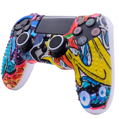 Maskovací protišmykový silikónový ochranný kryt s 2 krytkami joysticku pre ovládač Sony Dualshock 4 Slim Pro PS4