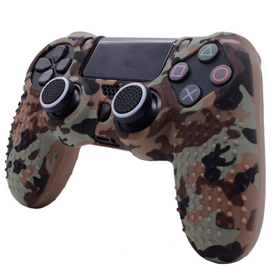 Maskovací protišmykový silikónový ochranný kryt s 2 krytkami joysticku pre ovládač Sony Dualshock 4 Slim Pro PS4