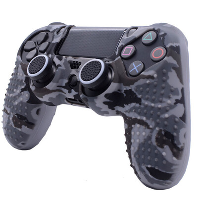 Maskovací protišmykový silikónový ochranný kryt s 2 krytkami joysticku pre ovládač Sony Dualshock 4 Slim Pro PS4