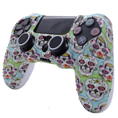Maskovací protišmykový silikónový ochranný kryt s 2 krytkami joysticku pre ovládač Sony Dualshock 4 Slim Pro PS4