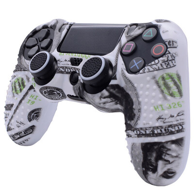 Maskovací protišmykový silikónový ochranný kryt s 2 krytkami joysticku pre ovládač Sony Dualshock 4 Slim Pro PS4