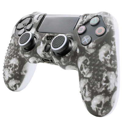 Maskovací protišmykový silikónový ochranný kryt s 2 krytkami joysticku pre ovládač Sony Dualshock 4 Slim Pro PS4